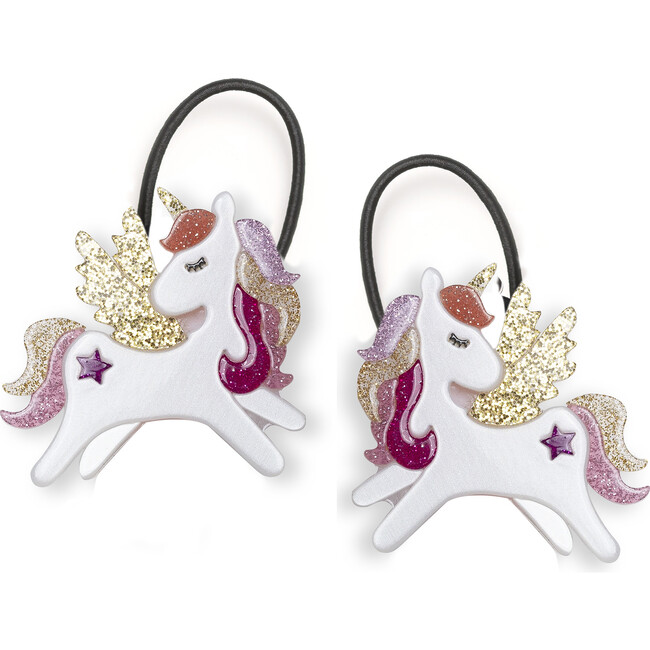 Unicorn Winged Coral Glitter Ponytail - Hair Accessories - 1