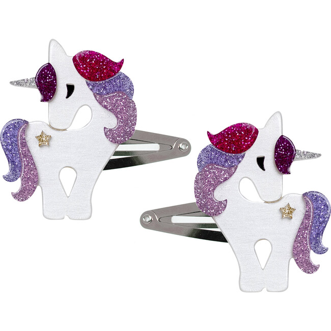 Unicorn Colorful Glitter Snap Clip - Hair Accessories - 1