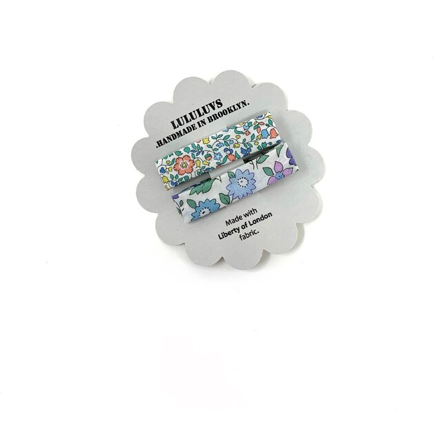 Liberty Bar Clips, set of 2, Peach Vines and Blue Florals - Hair Accessories - 1