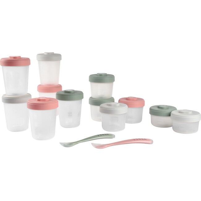 BEABA Clip Containers Set of 12 + Spoons, Eucalyptus