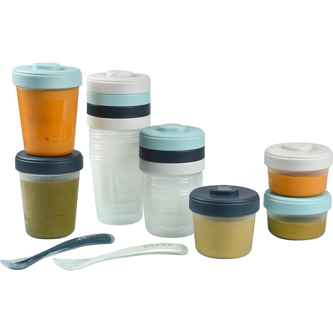 BEABA Clip Containers Set of 12 + Spoons, Rain - Tableware - 3