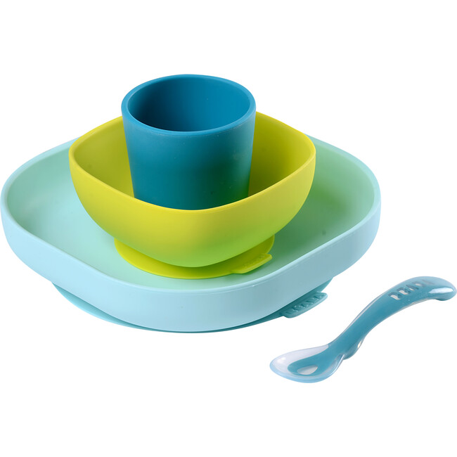Silicone Suction Meal Set - Set of 4, Peacock