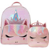 Sequin Miss Gwen Large Backpack & Insulated Lunch Bag Set, Pink - Backpacks - 1 - thumbnail