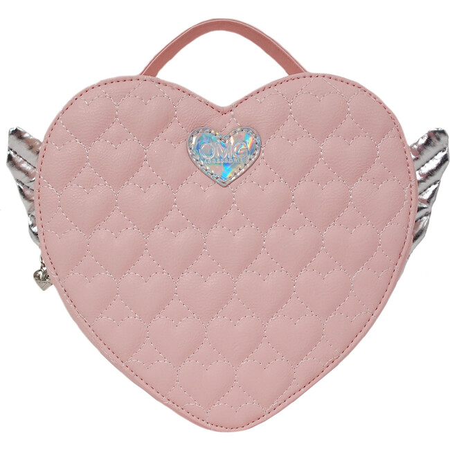 Winged Heart Quilted Mini Backpack, Pink - Backpacks - 1