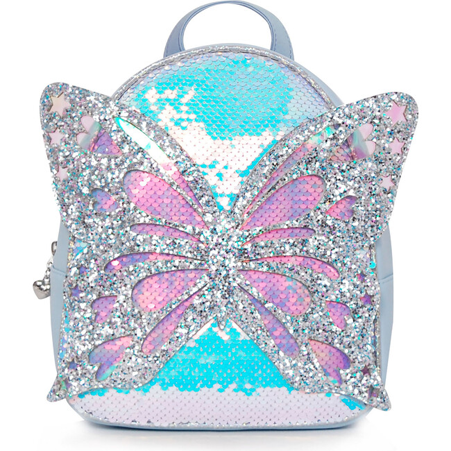 Miss Butterfly Sequins Mini Backpack, Light Blue - Backpacks - 1