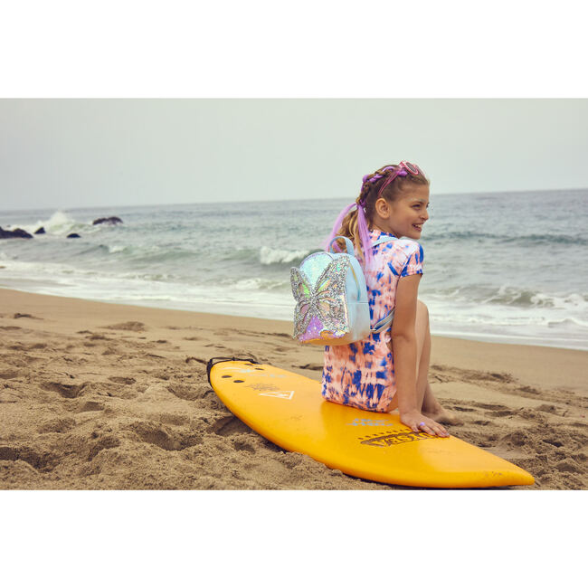 Miss Butterfly Sequins Mini Backpack, Light Blue - Backpacks - 2
