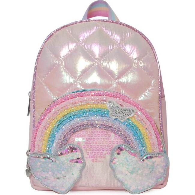 Over the Rainbow Puffer Pink Mini Backpack, Pink - Backpacks - 1