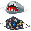 Shark & Dino Printed Face Mask Set - Face Masks - 1 - thumbnail