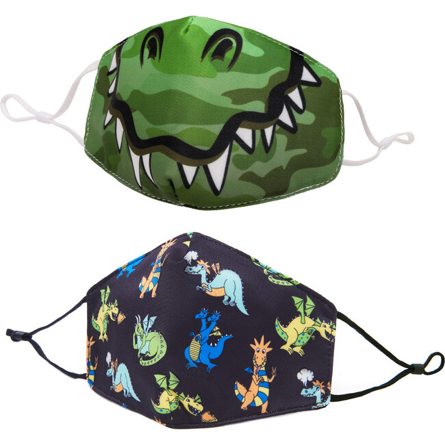 Dino Print & Scary Face Mask Set - Face Masks - 1