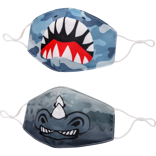 Camo Shark & Rhino Face Mask Set