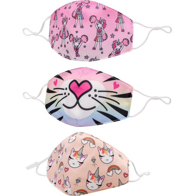 Pink Sweet Tigeress, Cheerleader Gwen & Miss Gwen Bling Printed Face Mask Bundle Set - Face Masks - 1