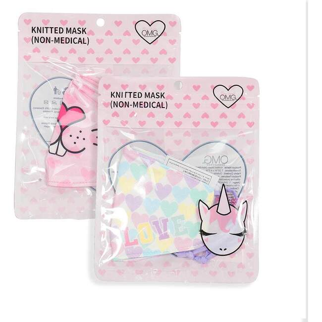 Miss Kiki Bunny & Pastel Heart Printed 2pc Face Mask Set - Face Masks - 2