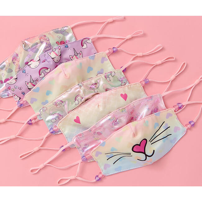 Unicorn Rainbow Print & Heart Love Printed 2pc Face Mask Set - Face Masks - 3
