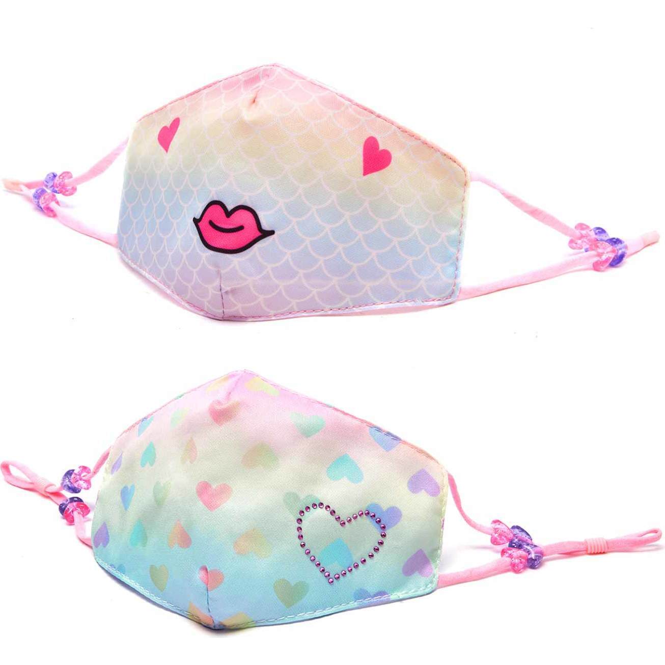 Gisel Mermaid & Ombre Heart Printed 2pc Face Mask Set - Face Masks - 1