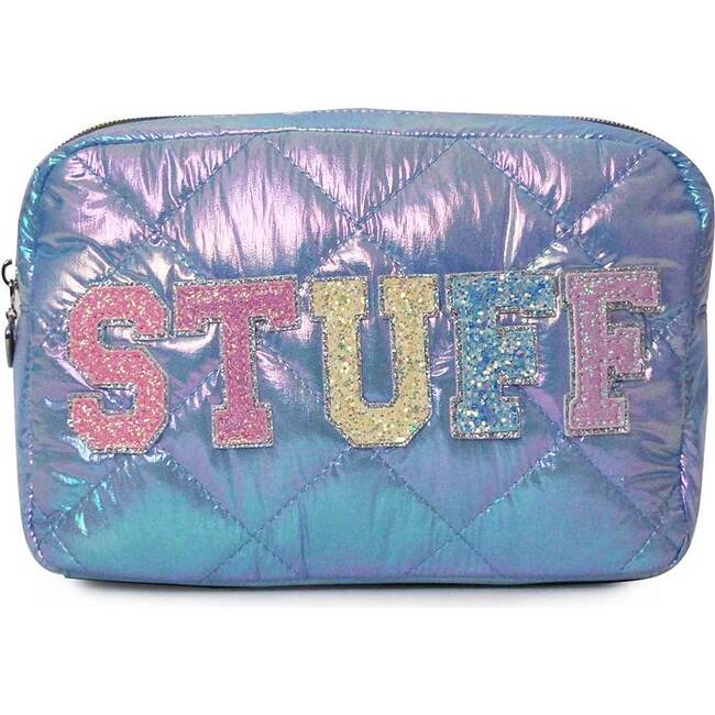 STUFF Puffy Quilted Blue Cosmetic Pouch, Blue - Bags - 1