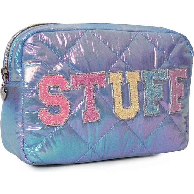 STUFF Puffy Quilted Blue Cosmetic Pouch, Blue - Bags - 2