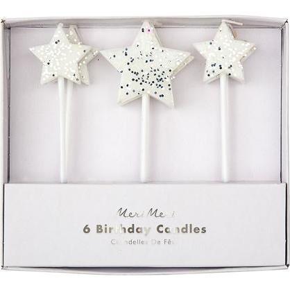Silver Glitter Star Candles