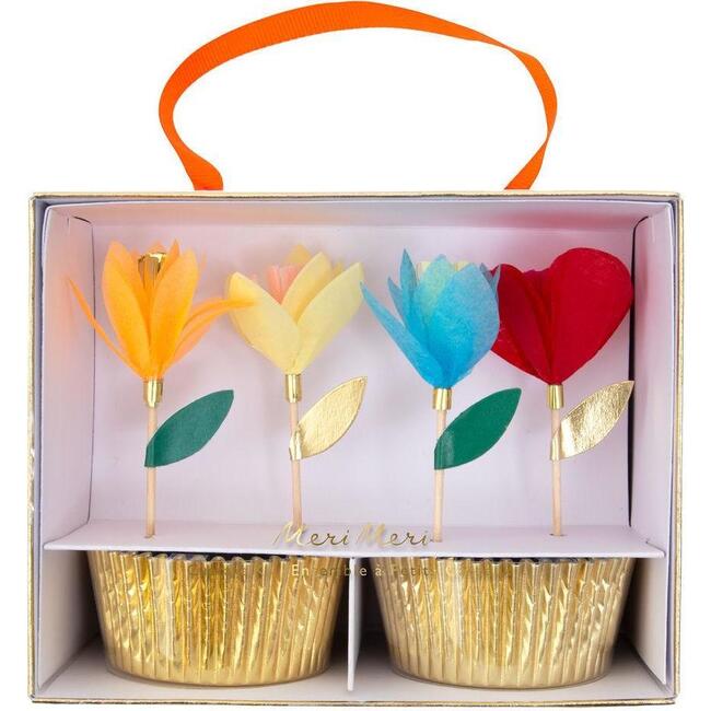Bright Tissue Flower Cupcake Kit - Party Accessories - 1