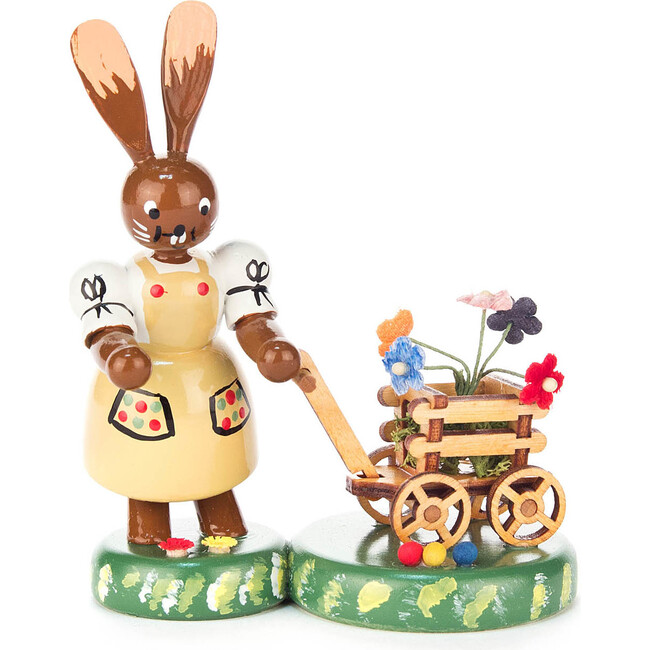 Easter Figure, Bunny Lady With Flower Cart