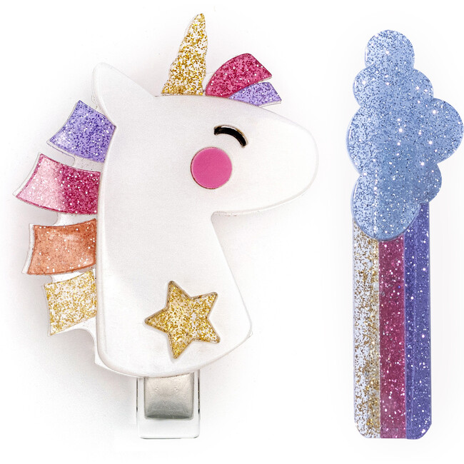 Unicorn Rainbow Colorful Glitter Alligator Clips - Hair Accessories - 1