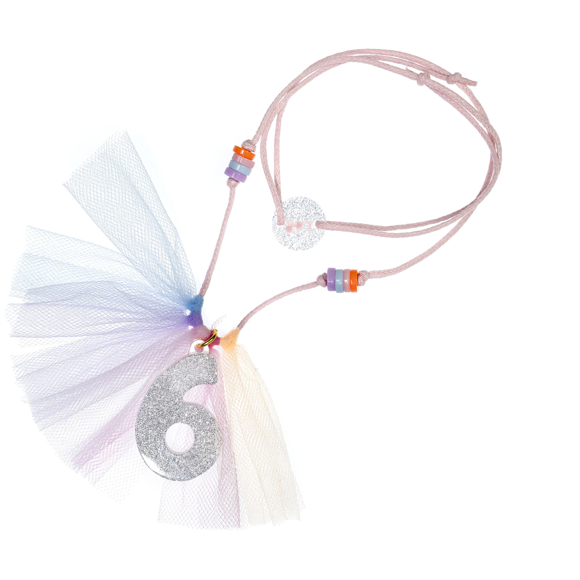 Number 6 Necklace, Silver Glitter - Necklaces - 1