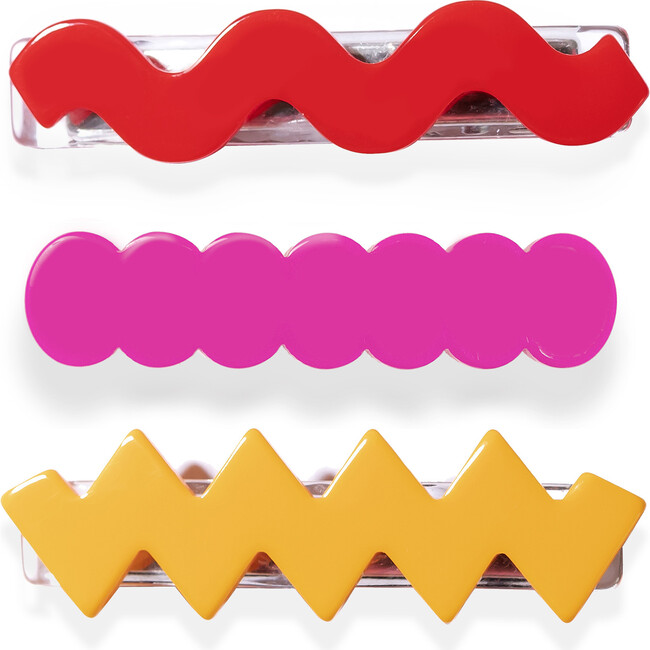 Geometric Alligator Clips, Red and Yellow