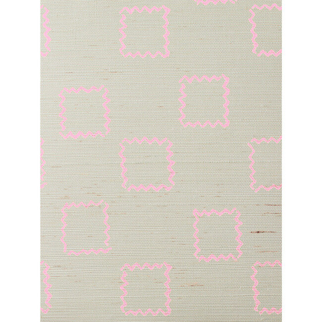 Nathan Turner Zag Squares Grasscloth Wallpaper, Pink