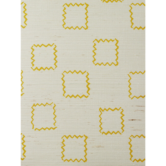 Nathan Turner Zag Squares Grasscloth Wallpaper, Gold
