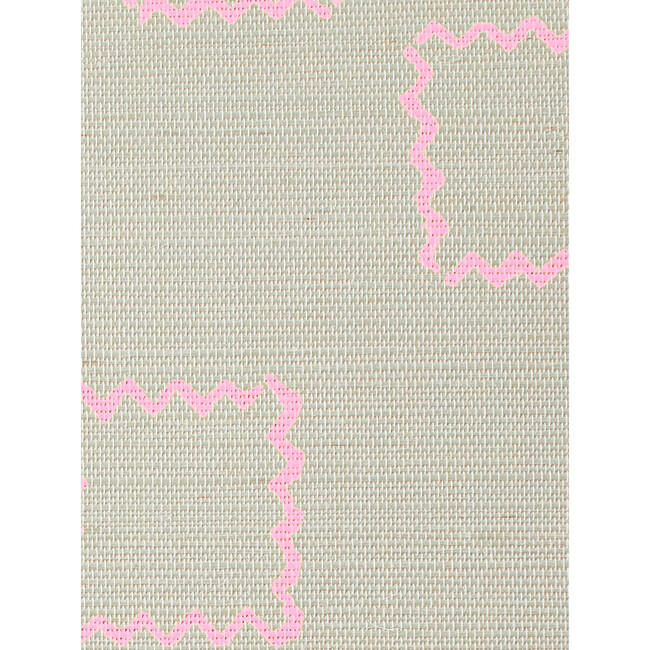 Nathan Turner Zag Squares Grasscloth Wallpaper, Pink - Wallpaper - 3