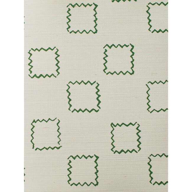 Nathan Turner Zag Squares Grasscloth Wallpaper, Green
