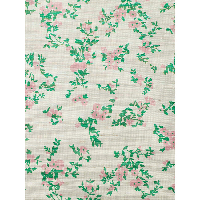 Francoise Floral Grasscloth Wallpaper, Pink/White