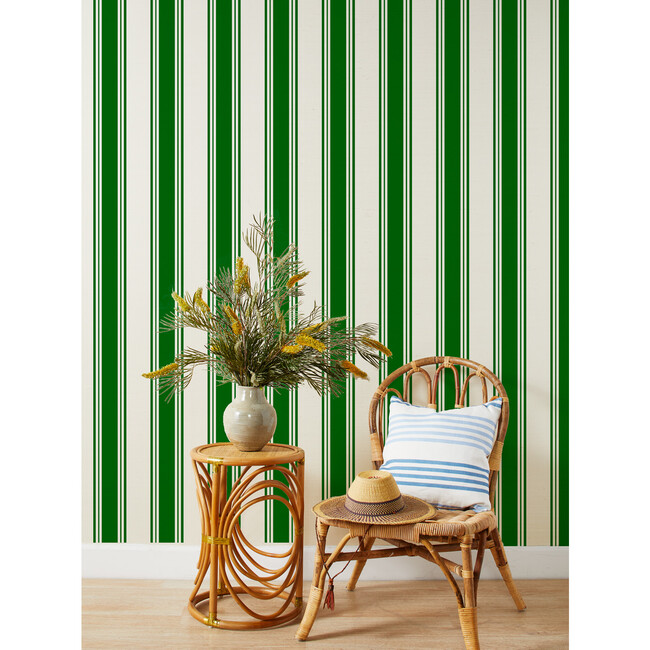 Nathan Turner Yorkshire Stripe Grasscloth Wallpaper, Green - Wallpaper - 2