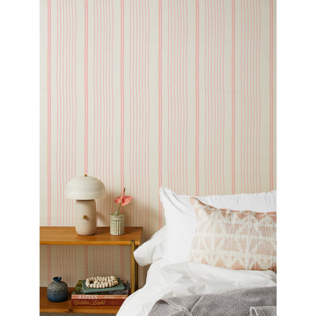 Nathan Turner Two-Tone Stripe Grasscloth Wallpaper, Creamsicle - Wallpaper - 2