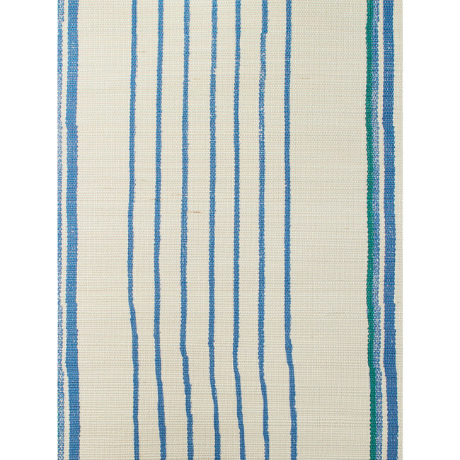Nathan Turner Two-Tone Stripe Grasscloth Wallpaper, Sea Green/Blue