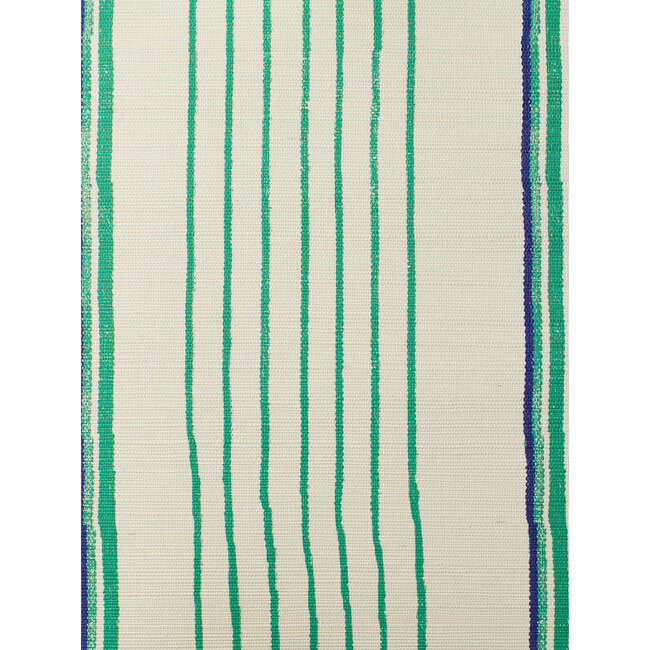Nathan Turner Two-Tone Stripe Grasscloth Wallpaper, Green/Blue