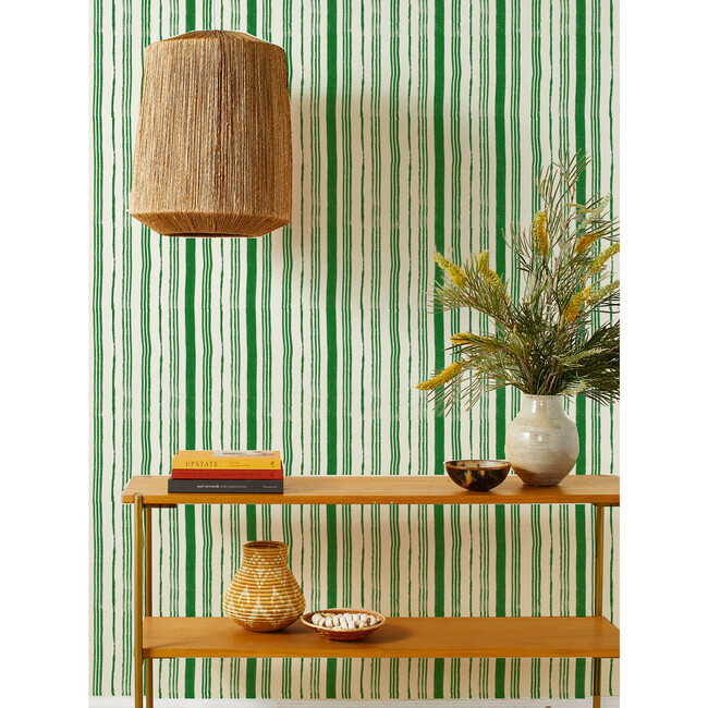 Nathan Turner Painted Stripes Grasscloth Wallpaper, Green - Wallpaper - 2