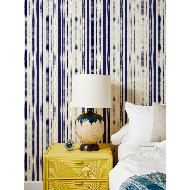 Nathan Turner Painted Stripes Grasscloth Wallpaper, Navy - Wallpaper - 2