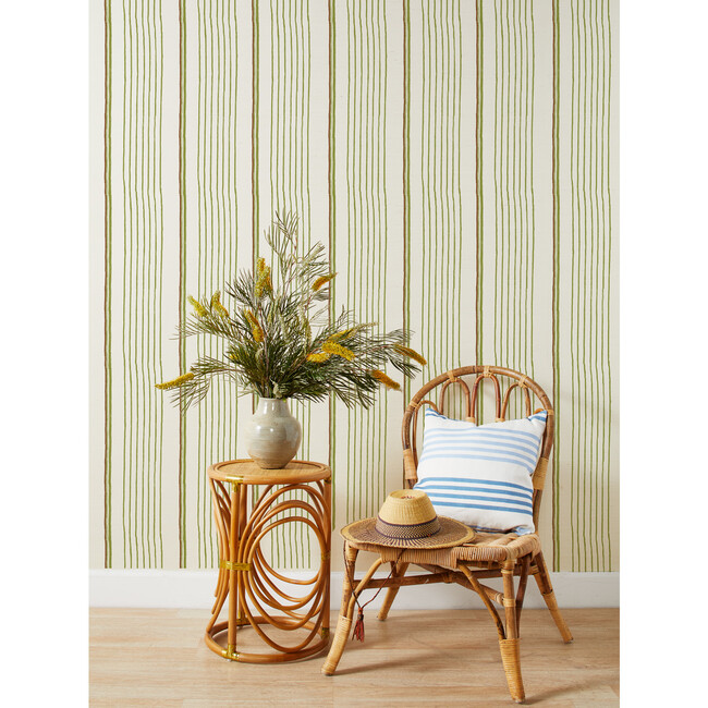 Nathan Turner Two-Tone Stripe Grasscloth Wallpaper, Rust/Moss - Wallpaper - 2