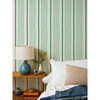 Nathan Turner Two-Tone Stripe Grasscloth Wallpaper, Green/Blue - Wallpaper - 2