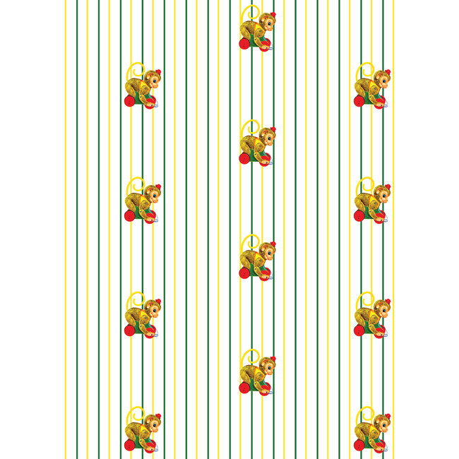 Fisher Price Chatter Monkey Stripes Traditional Wallpaper, White