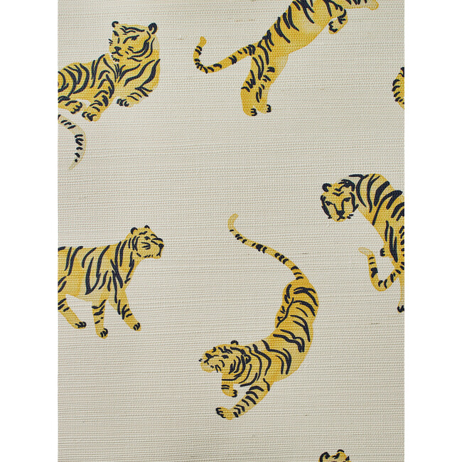 Tigers Grasscloth Wallpaper, White