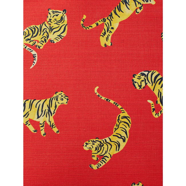 Tigers Grasscloth Wallpaper, Red