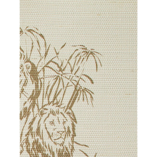 Foliage Lions Grasscloth Wallpaper, White - Wallpaper - 3