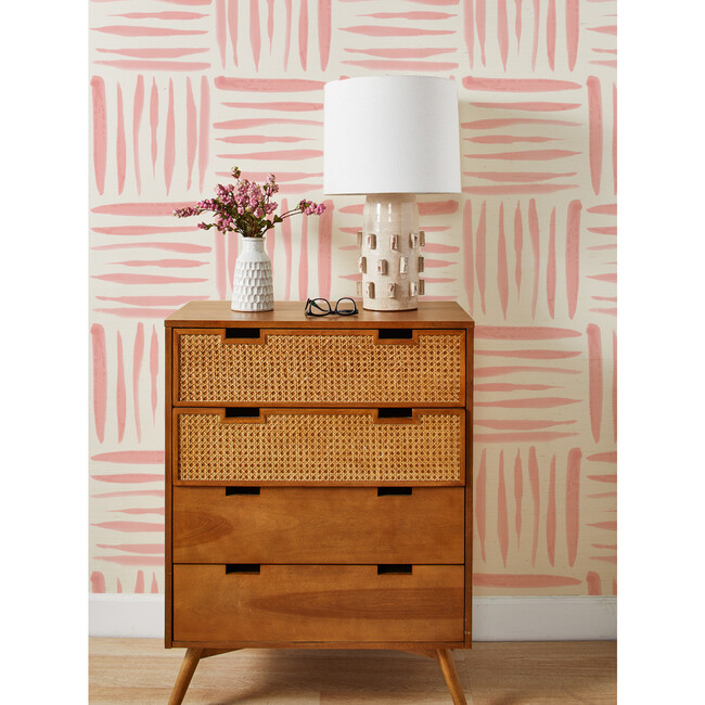 Watercolor Weave Large Grasscloth Wallpaper, Dusty Pink - Wallpaper - 2