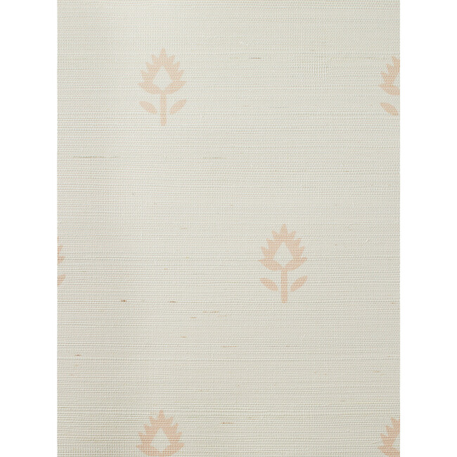 Block Print Grasscloth Wallpaper, Pink/White