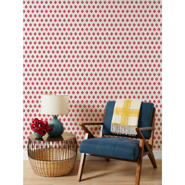 Tangier Medallion Grasscloth Wallpaper, Rose - Wallpaper - 2