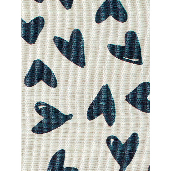 Scattered Hearts Grasscloth Wallpaper, Navy/White - Wallpaper - 3