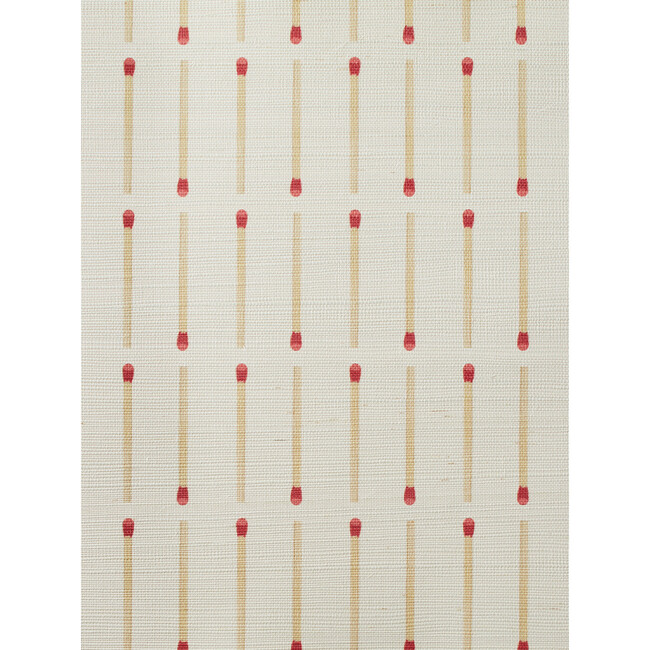 Matchstick Grasscloth Wallpaper, Red/White