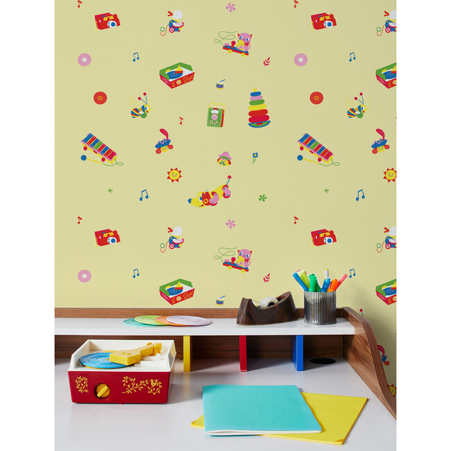 Fisher Price Toy Toss Spaced Removable Wallpaper, Yellow - Wallpaper - 2