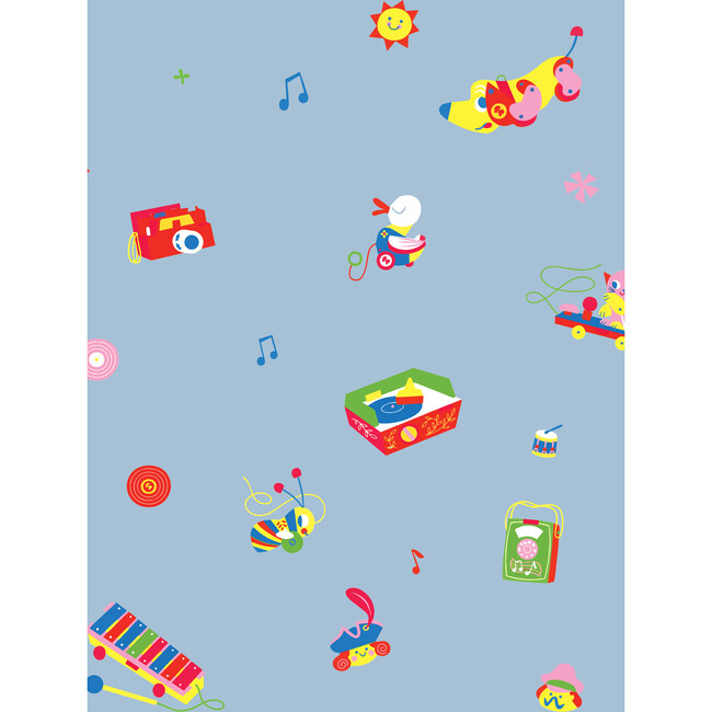 Fisher Price Toy Toss Spaced Removable Wallpaper, Blue